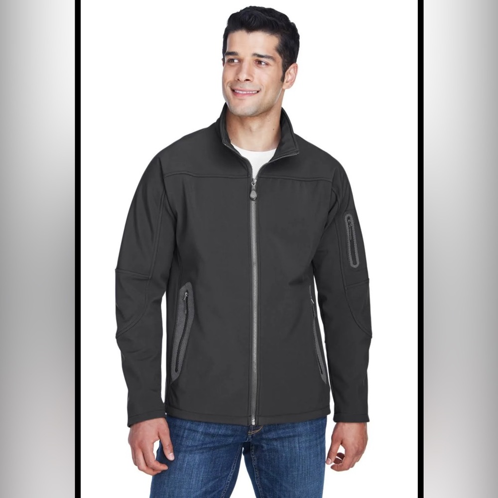 NWT- Three-Layer Fleece Bonded Soft Shell Technical Jacket- Black- Size Large